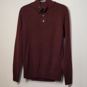 TRUE ROCK MENS  BURGUNDY SWEATER BUTTON UP BY NECK MEDIUM PRELOVED CONDITION